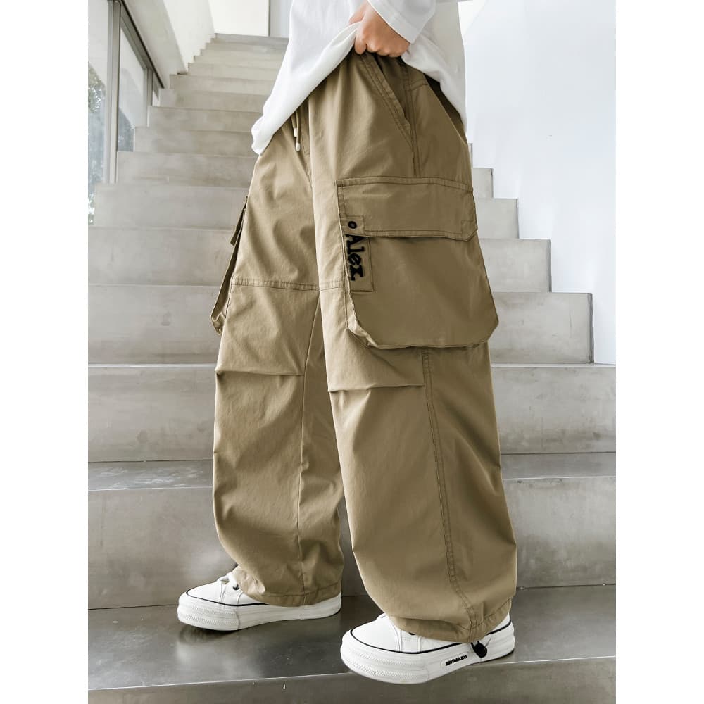 Meninos calças casuais soltas primavera outono novo estilo médio grande crianças calças temporada cáqui crianças calças