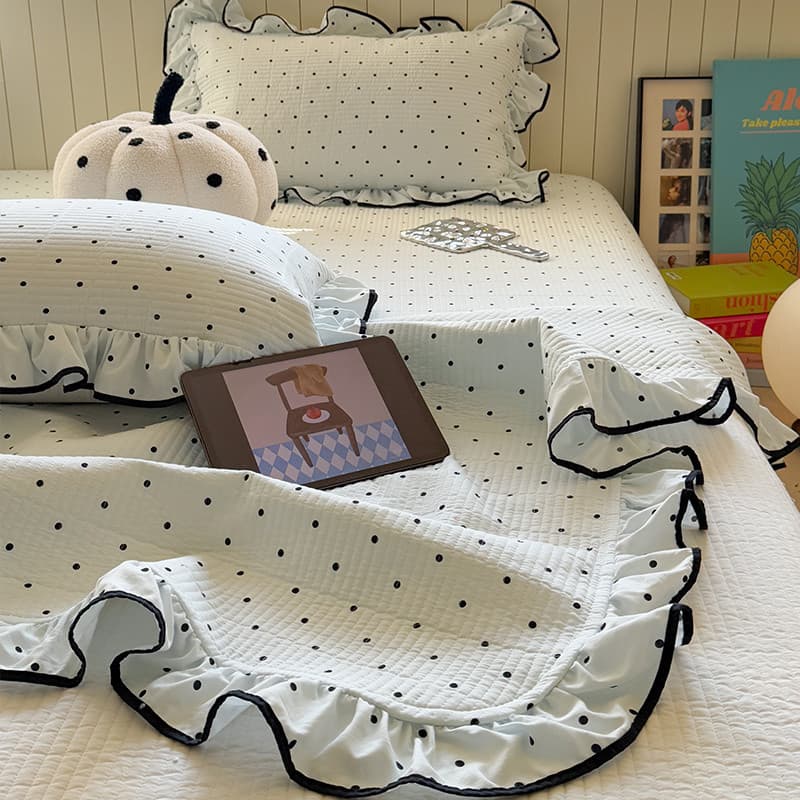 Capa de cama francesa de bolinhas, peça única 2025, novo estilo, lençol de renda acolchoada, não algodão puro, capa únic