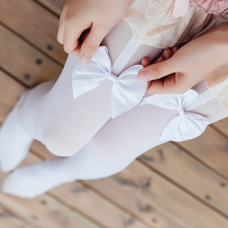 Estilo japonês meias de fundo Bowknot falso tubo alto estilingue meias de veludo meia-calça Pseudo-mãe meias masculinas