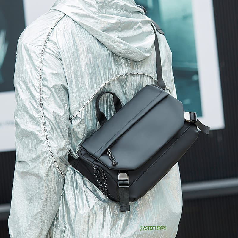 Novo estilo de verão funcional saco do mensageiro masculino Street Wear esportes saco nicho Design preto bolsa ombro sac