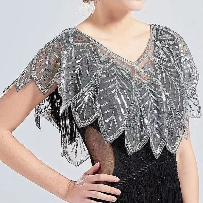 6 Cores Beading Verão Elegante Xale Envoltório Bolero De Renda Preta Mulheres Curto Cape Lantejoulas Espumante Jaqueta O