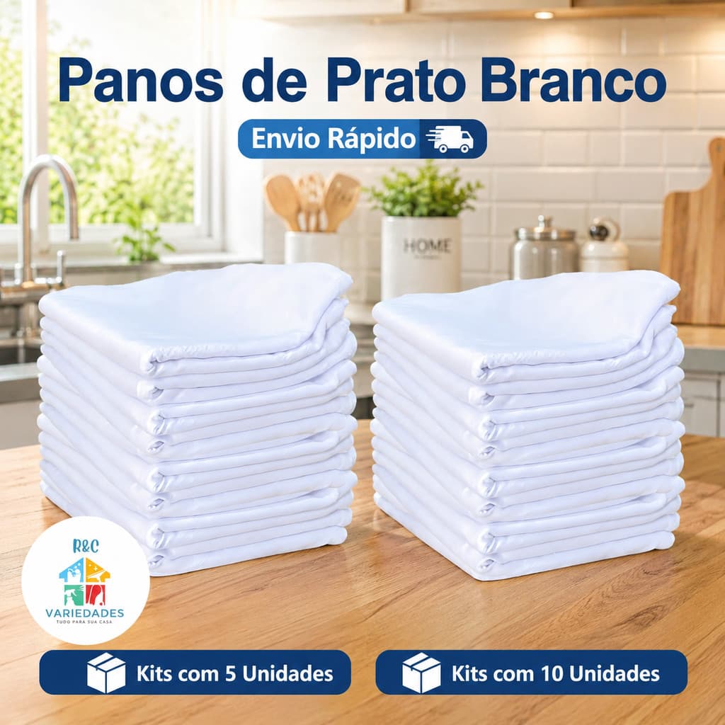 Panos De Prato BRANCO PÉ DE GALINHA KIT C/ 5 ou 10 PEÇAS Alvejado Envio Imediato