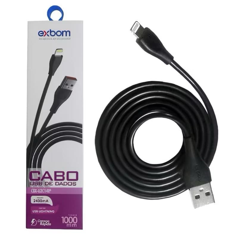 Cabo de Dados e Carregamento Rápido - Exbom Lightning para iPhone