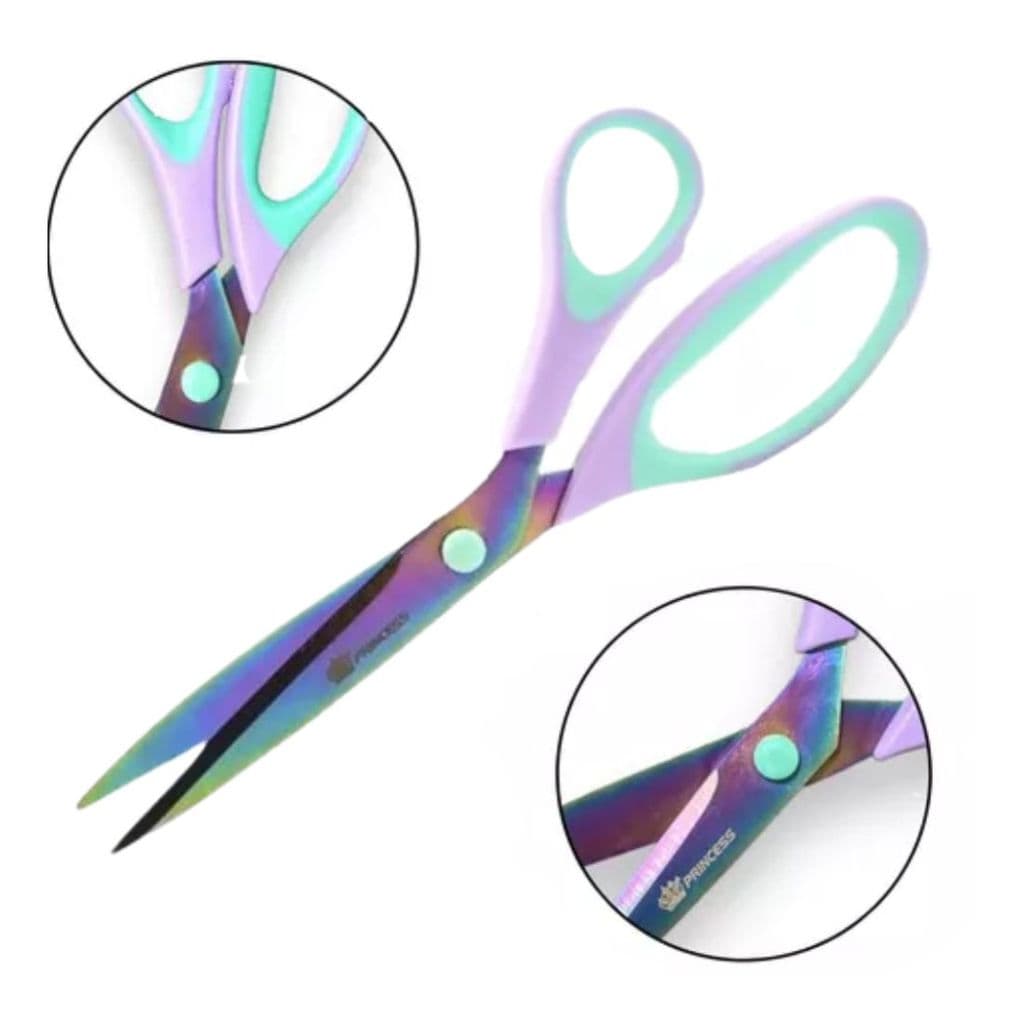 Tesoura De Titânio Princess Cabo Soft Corte Profissional 23,4cm