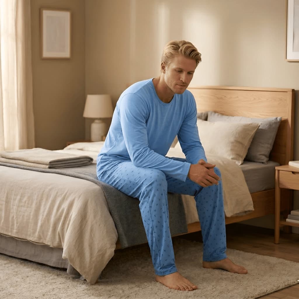 Pijama Longo Adulto Masculino Básico Confortável Manga Longa Calça Estampada