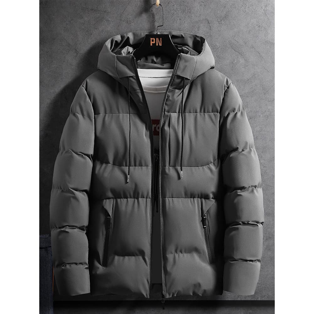 Jaqueta acolchoada masculina inverno novo estilo escovado engrossado com capuz à prova de vento jaqueta acolchoada quent