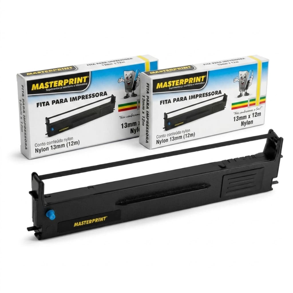 kit 2 Fita Matricial Masterprint 13mm Para Impressora Epson FX890 LQ590 FX590 LQ890 Nylon 12m