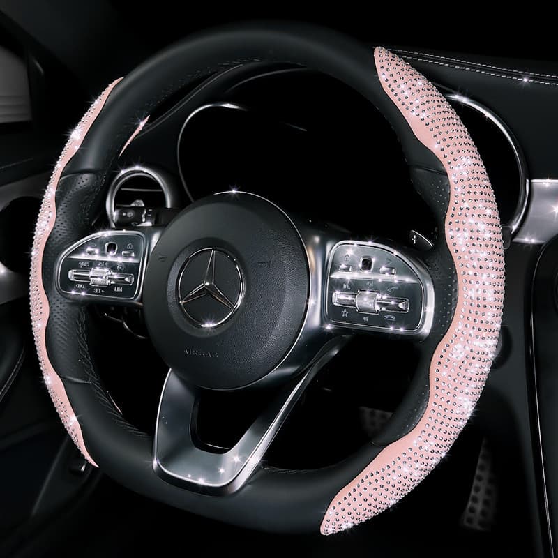 Capa de volante do carro senhoras diamante High-End Anti-deslizamento Universal strass volante decoração feminino Ultra