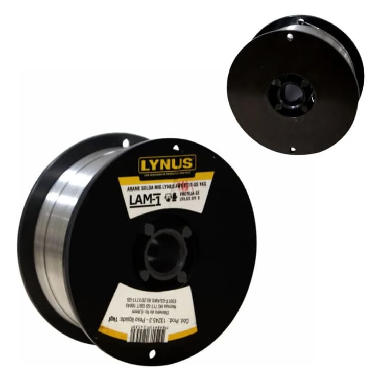 Arame Solda MIG Lynus AWS E71T-GS 1Kg 0,8mm Alta Performance e Solda Precisa