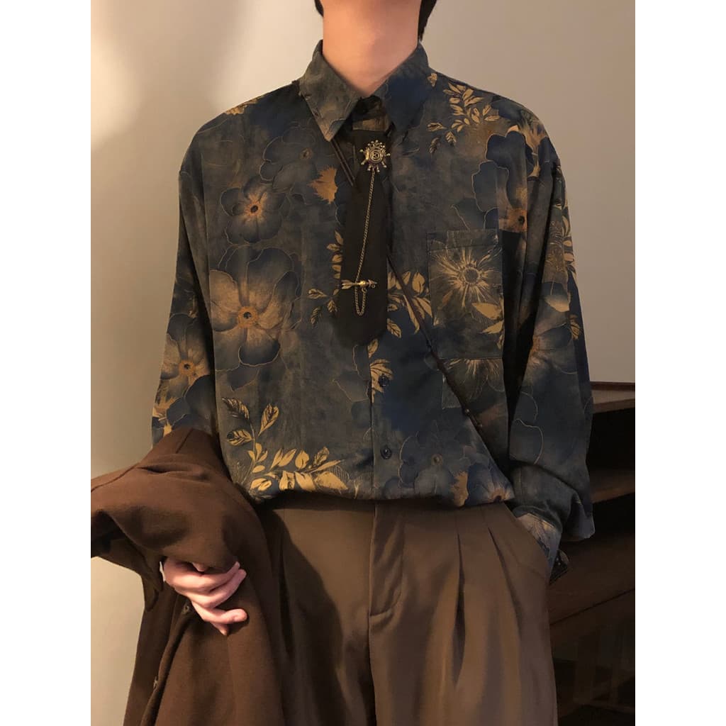 Primavera outono americano Street Wear Casual novo estilo chinês Vintage sentimento estilo Hong Kong impresso solto cami