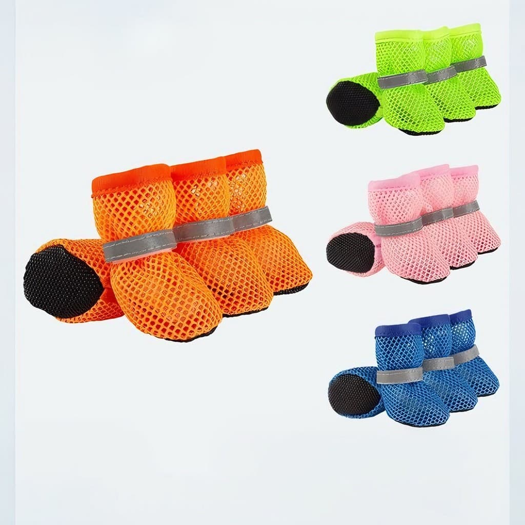 Sapatos de rede para cães verão antiderrapante respirável anti-sujeira resistente ao desgaste sapatos para cães de estim
