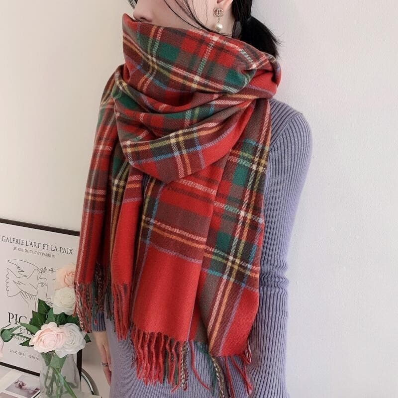 Moda Feminina Estilo Escocês Tartan Cachecol Quente Xadrez Macio Longo Envoltório Xale Natal Dia Dos Namorados Para Namo