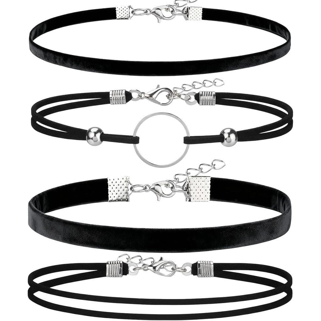 Tondiamo Conjunto de 4 Gargantilhas de Veludo para Mulheres, Colar Ajustável Estilo Gótico Punk para Presente de Joias d