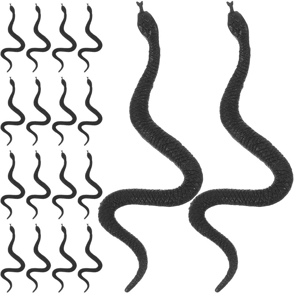 Happyyami 100 peças de cobras de plástico, cobras de borracha, animais falsos coloridos variados para decoração de festa