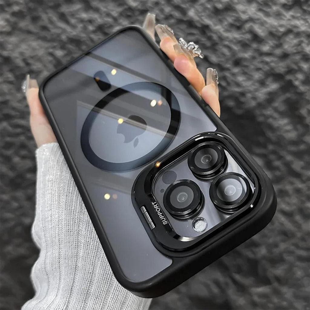 Capa magnética para iPhone 17 Pro Max 16 15 14 13 12 11, com suporte de anel para câmera MagSafe, oferece proteção.
