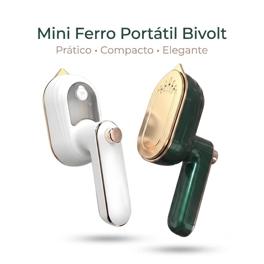 Mini Ferro Portátil Bivolt Cerâmica EV 130°C Compacto Para Viagem e Roupas
