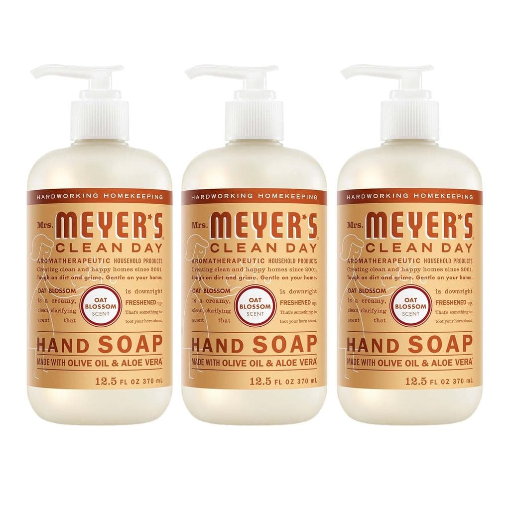 Sabonete Líquido para Mãos MRS. MEYER'S CLEAN DAY, Flor de Aveia, frasco de 12,5 fl oz (aprox. 300 ml) - pacote com 3 un