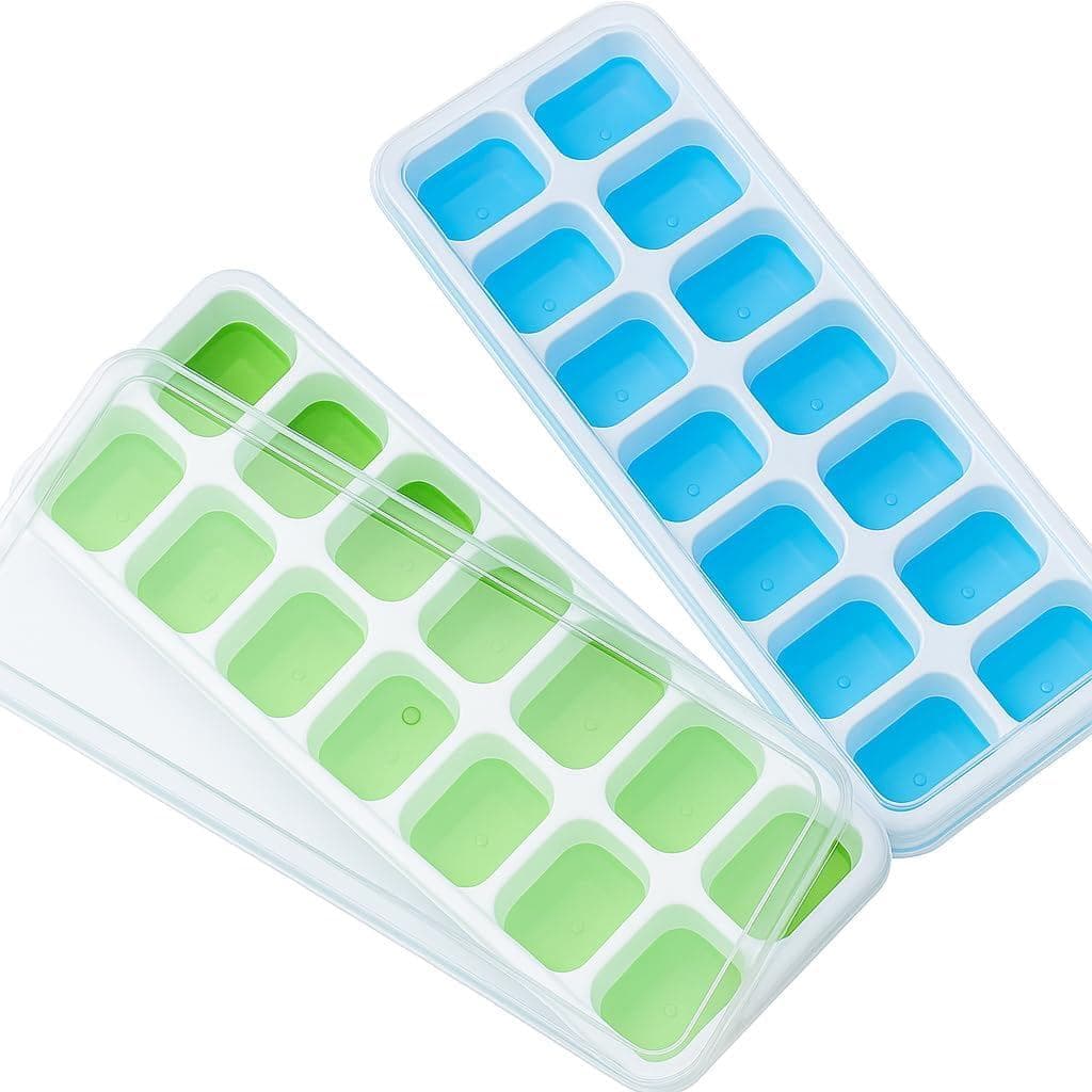 Formas de Gelo de Silicone com Tampas – Fácil Remoção, Flexíveis, Sem BPA, Resistentes a Derramamentos, Duráveis e Laváv