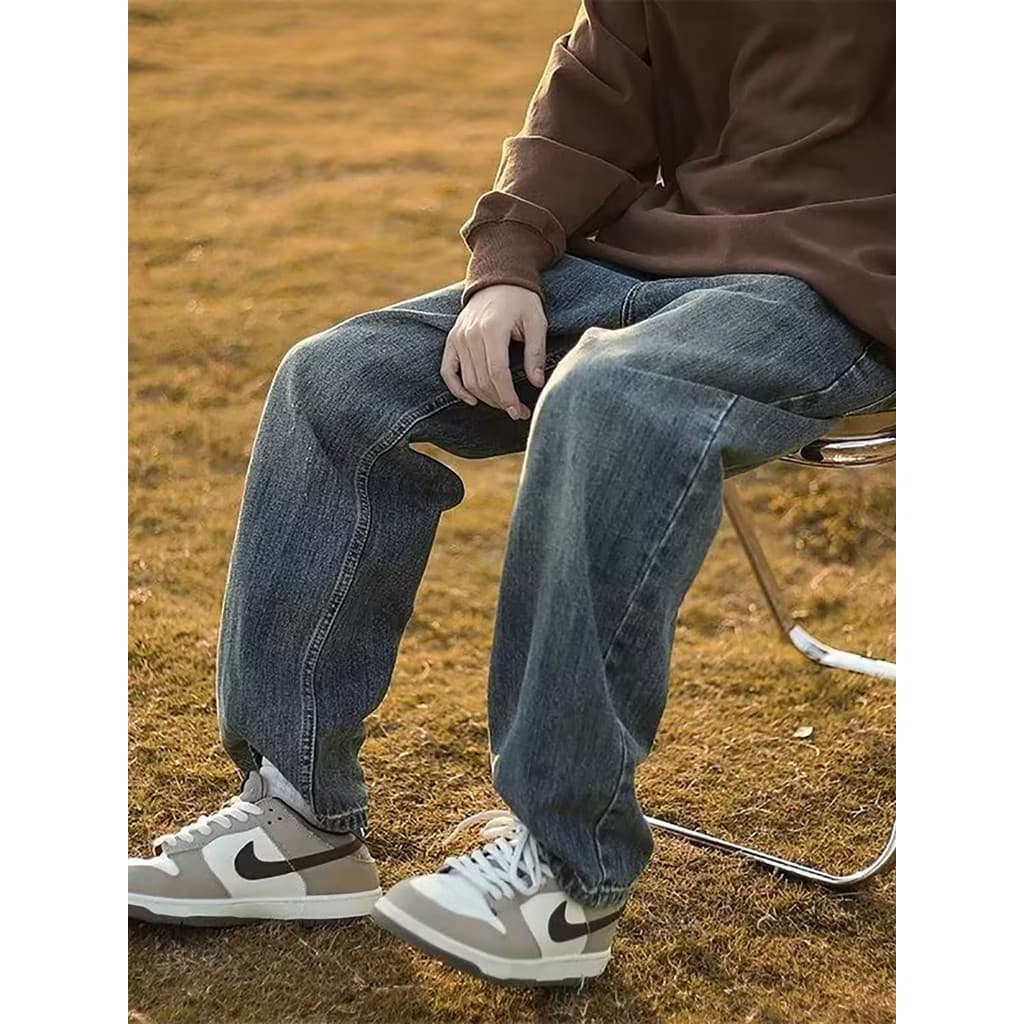 Retro azul Jeans masculino novo estilo calças meninos americano solto estudante inverno engrossado calças juventude calç