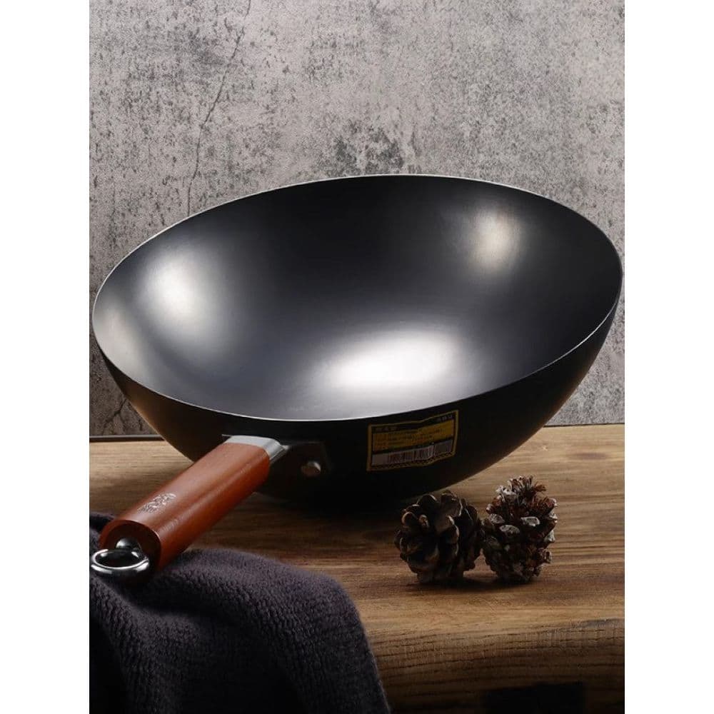Cozinhar rei panela de ferro senhora não revestido fundo redondo wok fogão a gás côncavo fogão de indução doméstico pane