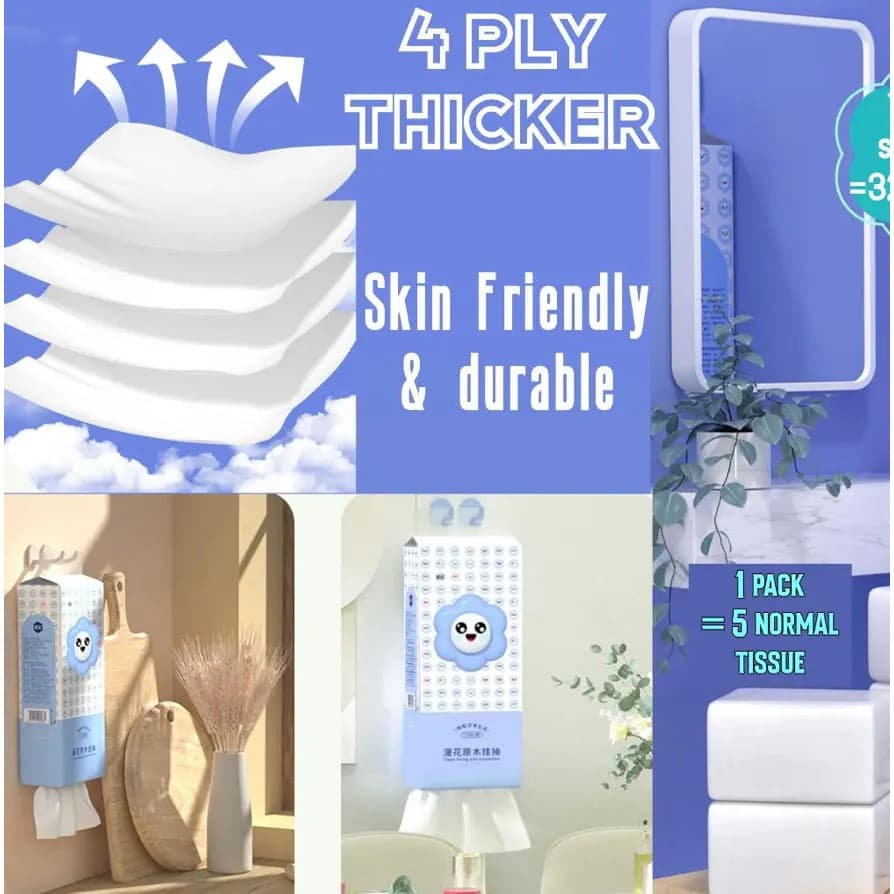 Papel higiênico Manhua de 4 camadas para montagem na parede, 1280 folhas/estoque local disponível.