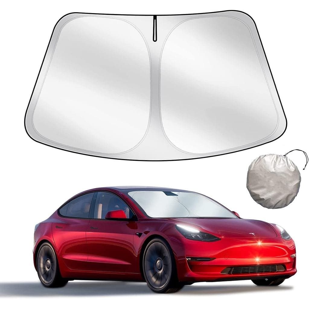 Para-sol Aprimorado, Tecido com Proteção UV Melhorada, Para-sol Frontal Dobrável, Acessórios Personalizados para Tesla M