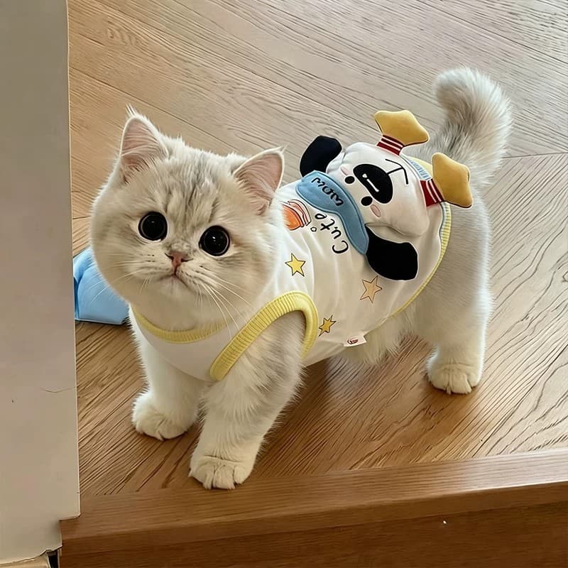 Roupas de gato respirável estilingue gato alemão gradiente dourado bonito dos desenhos animados colete West Highland Ant