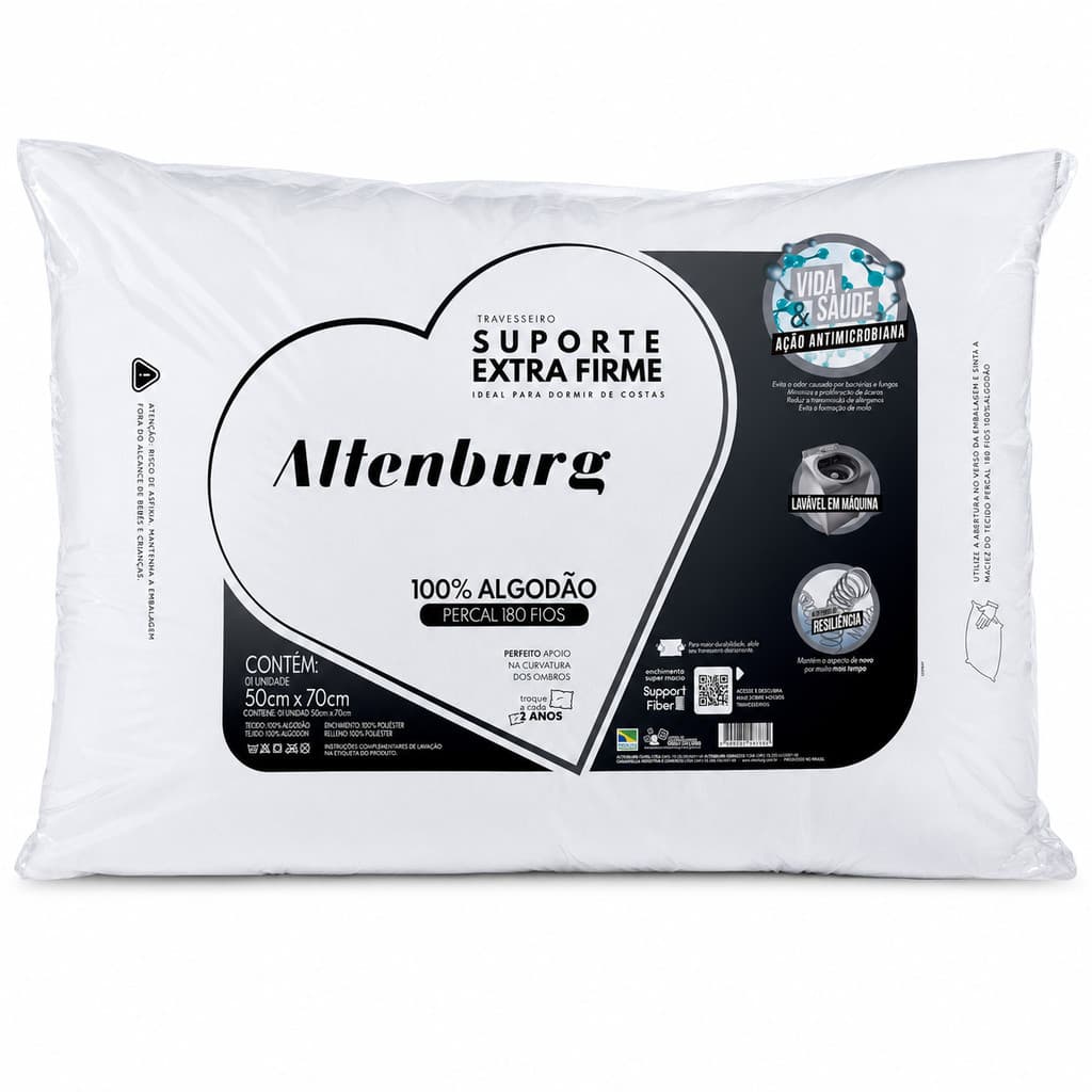 Travesseiro Suporte ExtraFirme Altenburg Antialérgico 50x70