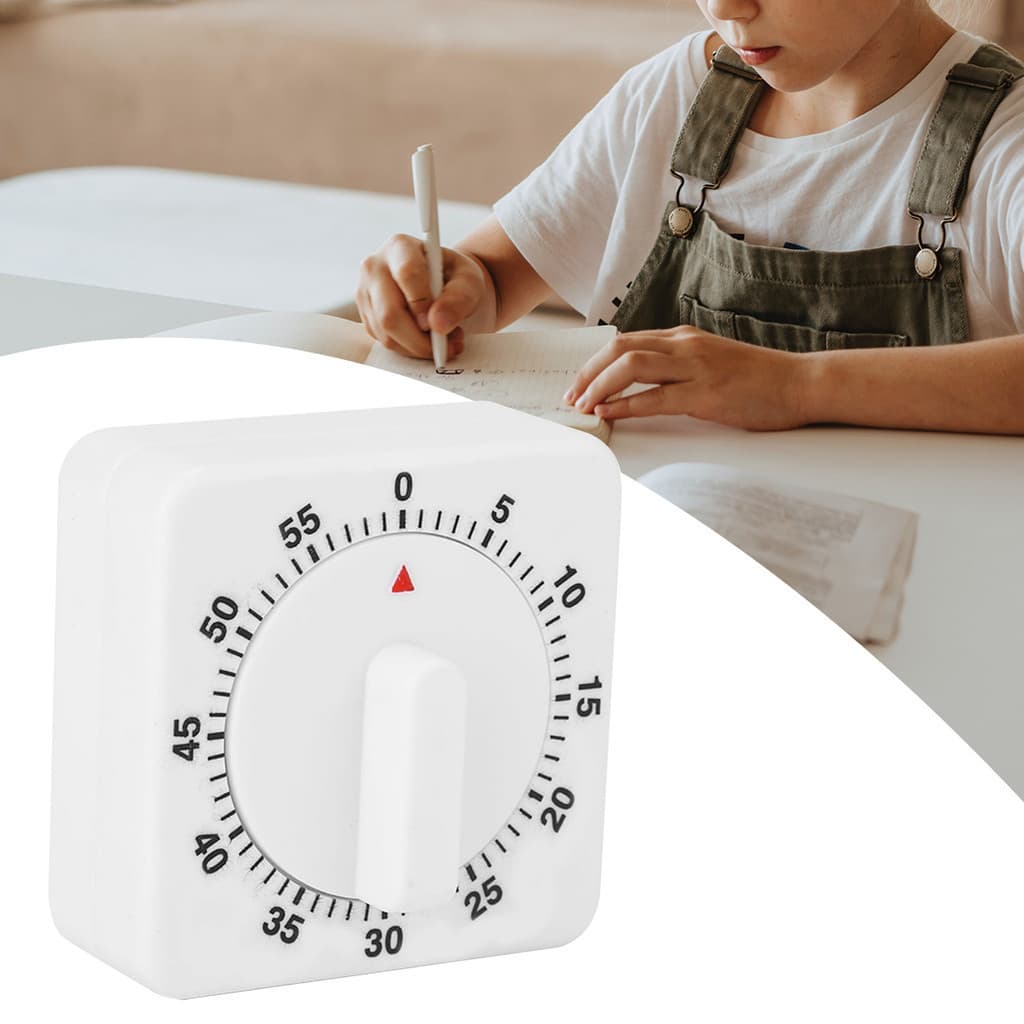 Temporizador Mecânico Quadrado Prático para Cozinha, Relógio de Contagem Regressiva de 60 Minutos