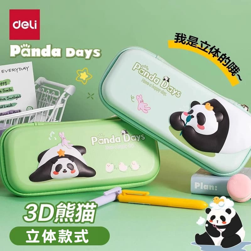 Deli Panda Estojo para lápis Caixa de papelaria 2026 Novo estilo Estojo tridimensional para lápis Meninas Meninos Armaze