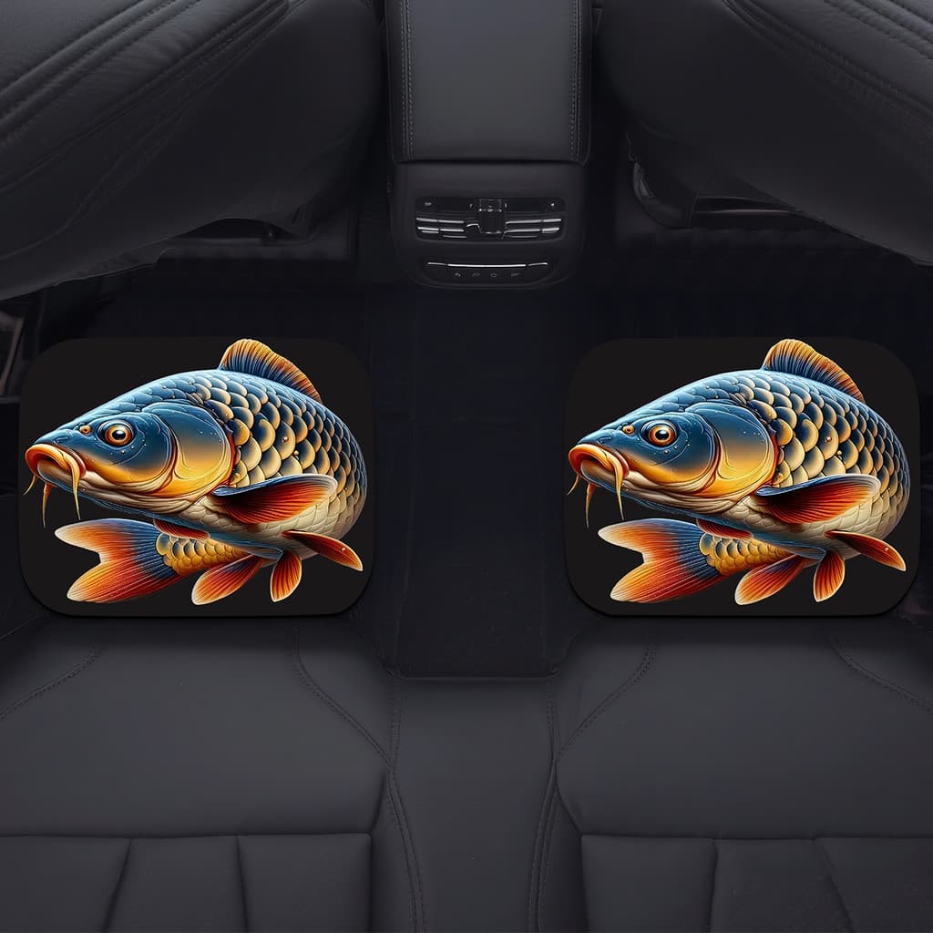 Tapetes para pés de carro de 4 peças, tapetes com padrão de carpa de cores lindas, adequados para vários modelos de carr