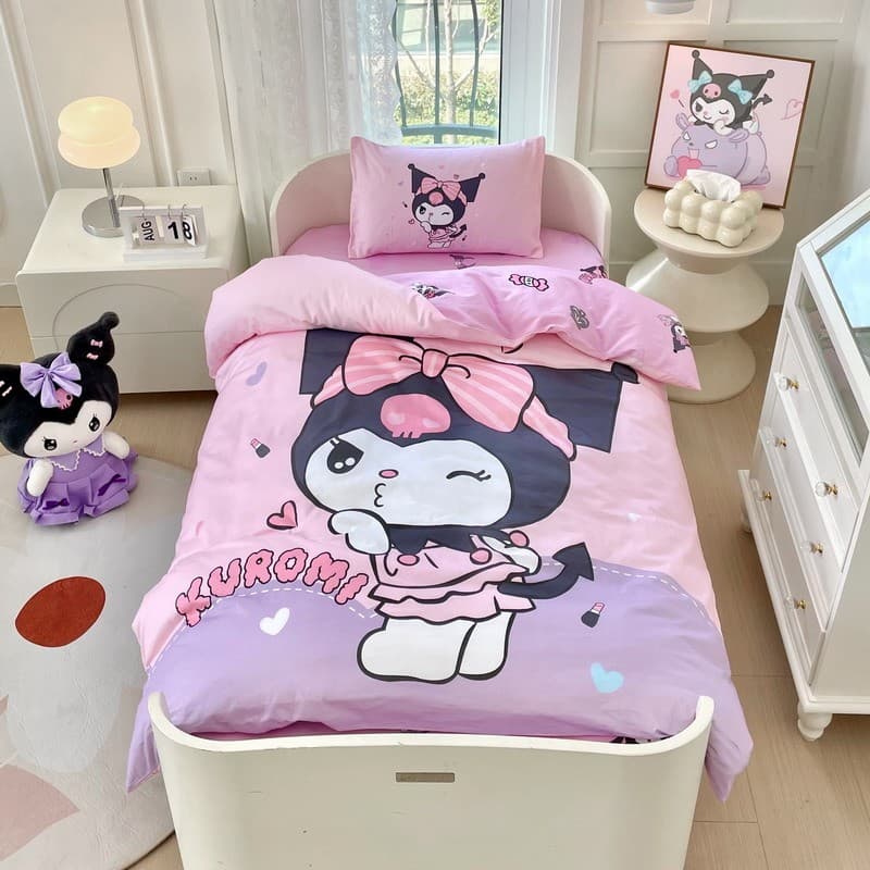 Kuromi colcha de jardim de infância conjunto de três peças colcha de algodão conjunto de seis peças cochilo do bebê parq