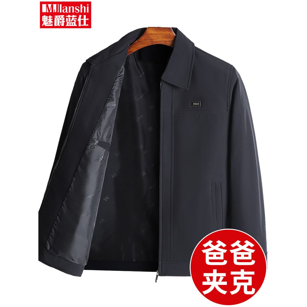 Jaqueta para idosos de meia-idade masculina 2026 novo estilo primavera pai usar jaqueta Casual lapela idosos primavera t
