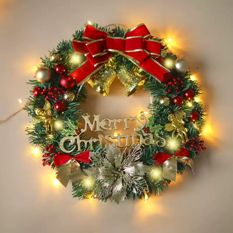 Decorações de Natal Guirlanda de Natal Porta Pendurada 40cm50cm Decoração de Janela de Rattan Criptografado Guirlanda de