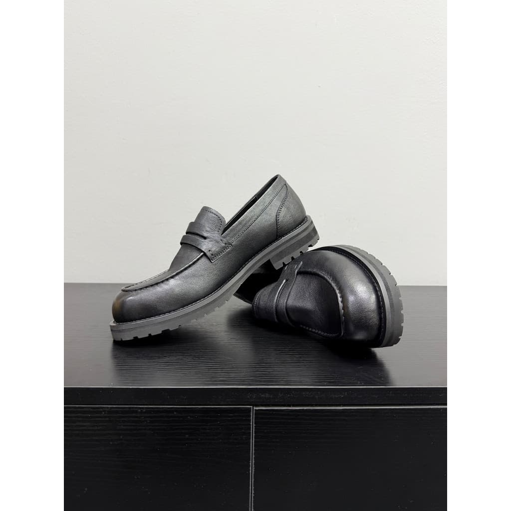 [Baba Xiansen] Mocassins masculinos Slip-On estilo britânico couro genuíno sapatos preguiçosos masculinos de sola grossa