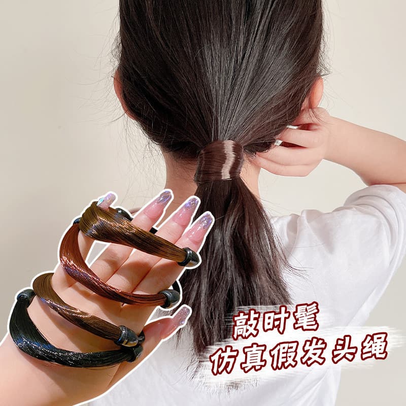 Xiaoxigua invisível imitação peruca laço de cabelo adultos crianças rabo de cavalo alta elástica cabeça corda corda de c