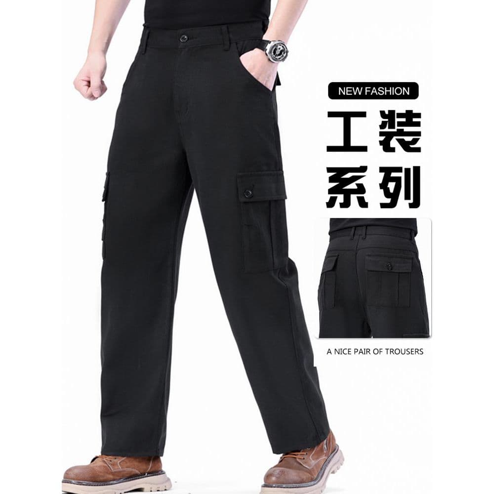 Macacão masculino solto em linha reta primavera verão Multi-bolso calças de trabalho reparação de automóveis expresso ca