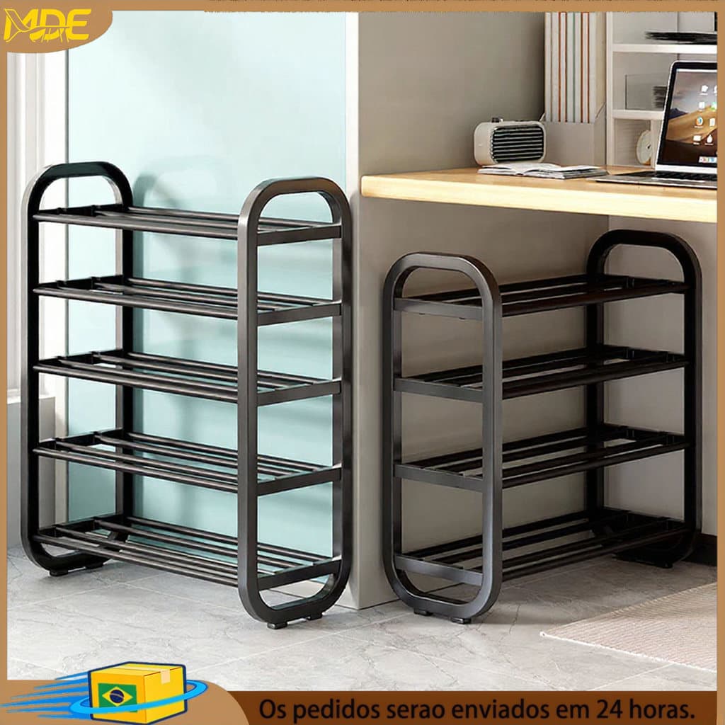 Organizador de Sapatos de 5 Camadas em Aço Inoxidável, Sapateira para Dormitório e Quarto