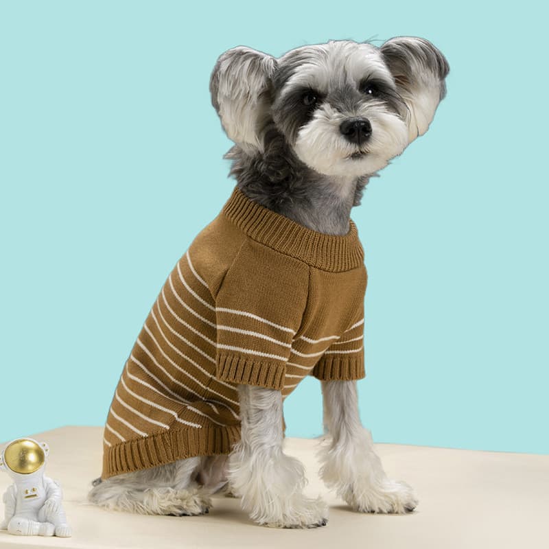 Suéter De Malha Com Botão Listrado Simples Outono Inverno Roupas Quentes Para Animais De Estimação Gatos E Cães Dois