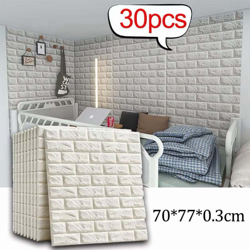 Kit 30 Placas Adesivas 3D Branco 70x77cm Revestimento Parede Autocolante Sala Quarto Cozinha Decoração
