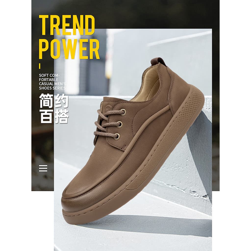 Sapatos de couro casuais britânicos masculinos respirável couro genuíno sola macia costurado sapatos de negócios rendas