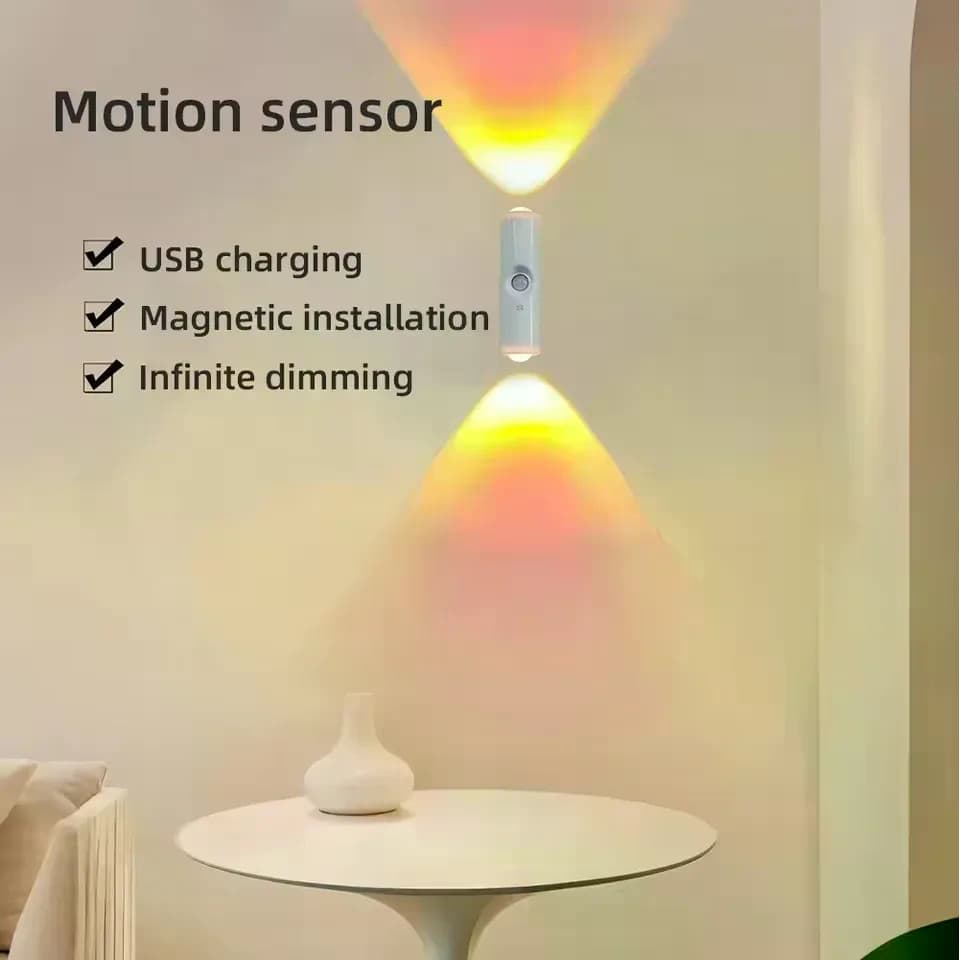 Luzes De Parede LED RGB Sensor De Movimento Luz Quente Para Cima E Baixo Noturnas Instalação Magnética Decoração De Quar