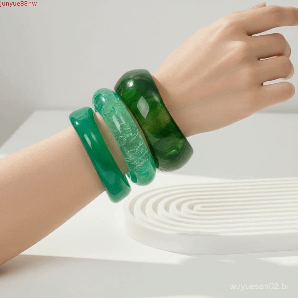 Pulseiras De Resina JUNYUE , Acrílico Gradiente Translúcido , Punhos Grossos Geométricos Irregulares Marmorizados