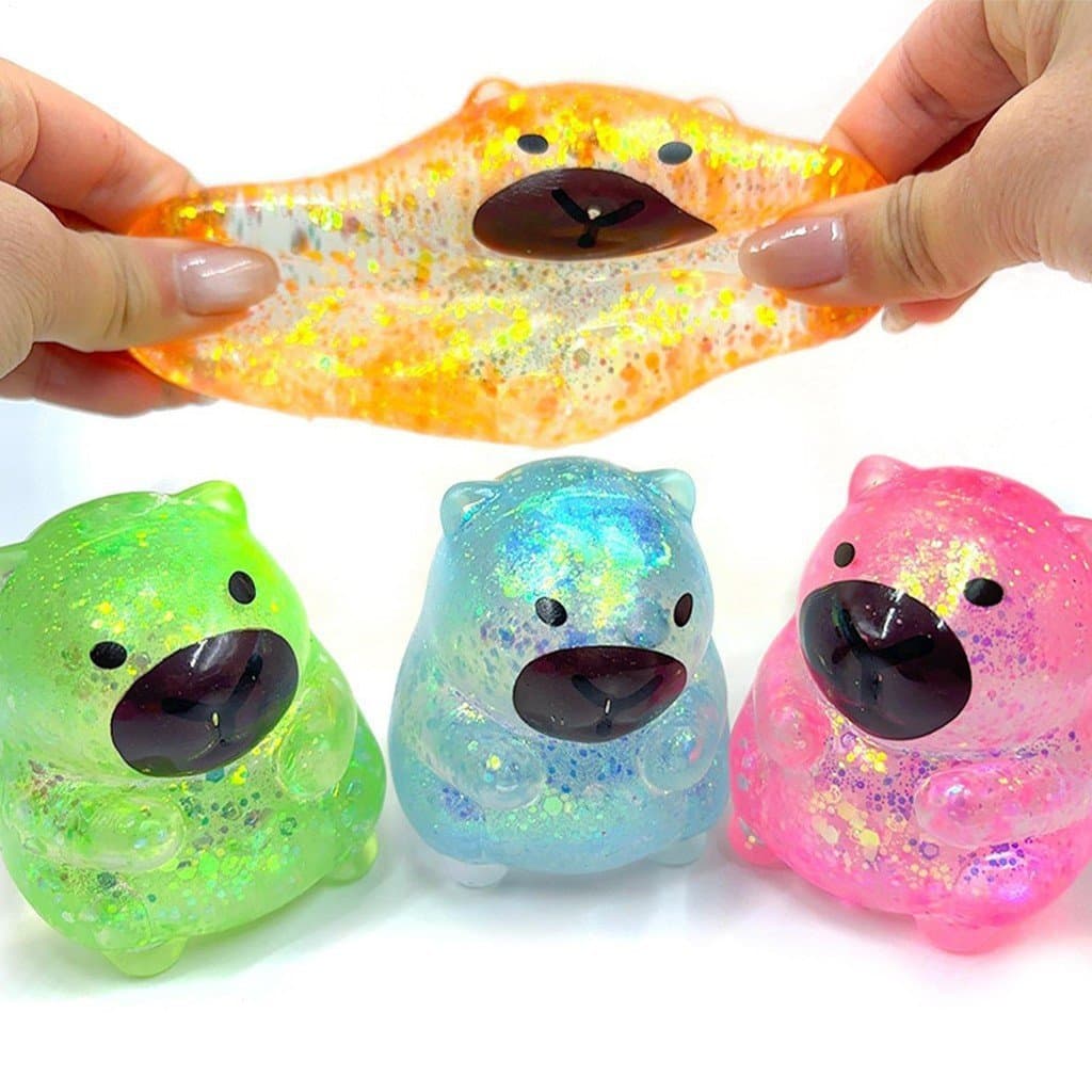 Brinquedo De Apertar Capivara Beliscar Relaxante Alívio Do Estresse Fidget Adultos Espremer Relaxamento Com Lantejoulas