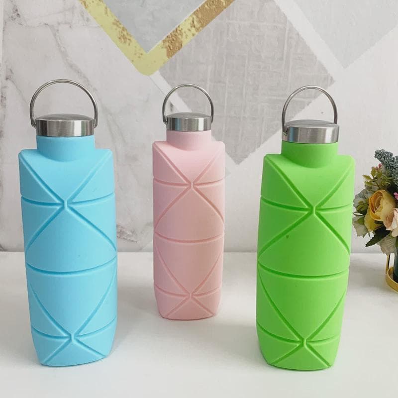 Copo dobrável de Silicone, copo retrátil de compressão, esportes, viagem, garrafa de água portátil com alça, copo de águ