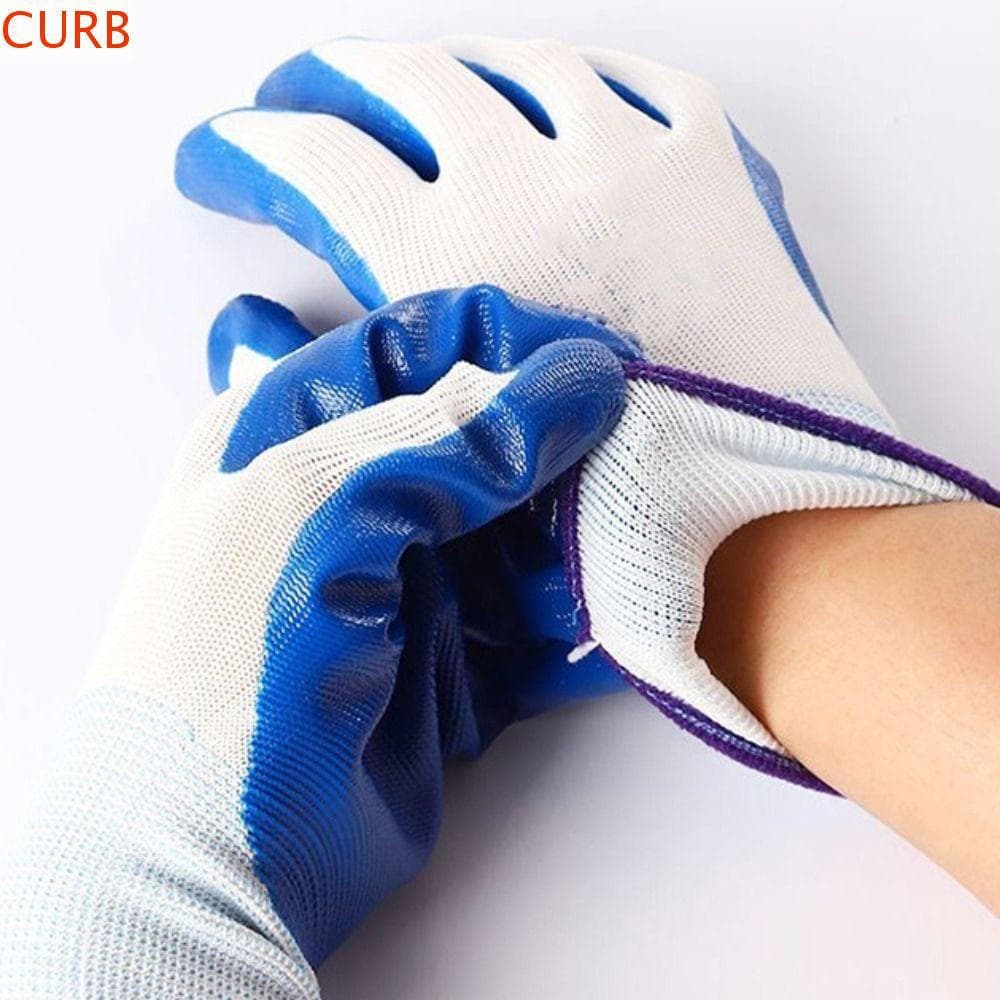 CURB 12 Pares De Luvas De Trabalho De Segurança , Revestidas De Nitrilo De Nylon Duráveis Jardinagem Antifuros