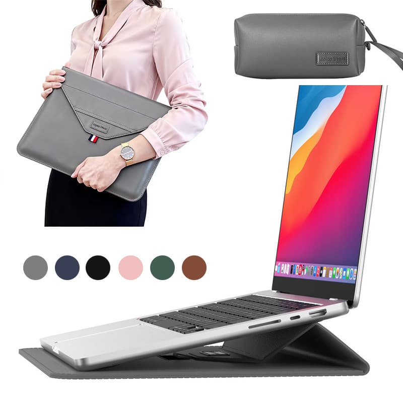 Mochila para notebook de alta qualidade, couro, 13 a 16 polegadas, com suporte e bolsa para carregador
