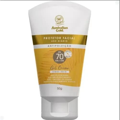 Protetor Solar Facial Fps70 Antipoluição 50g Australian Gold Australian Gold Protetor Solar Facial Gel Creme Original