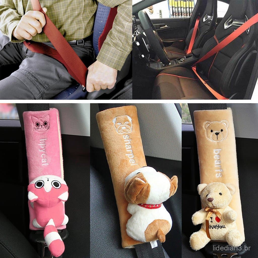 Almofadas De Cinto De Segurança De Carro De Animal Bonito Universal Alça De Ombro Almofada Capa De Protetor