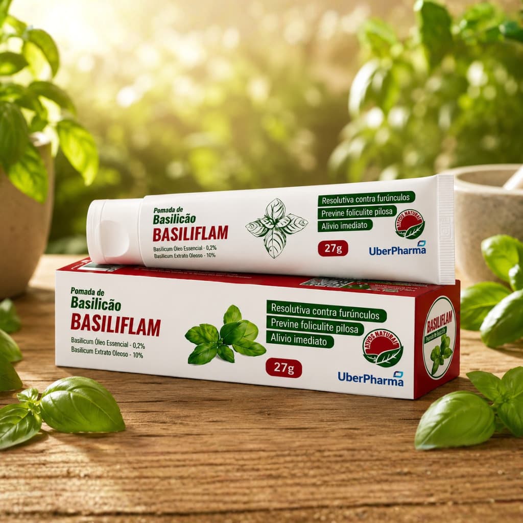 Basilicão Pomada Bisnaga 27g UberPharma - Furúnculos Foliculite  Acne Extra Forte Concentrada